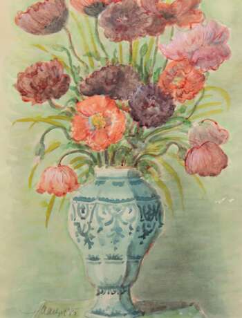 Maetzel, Emil (1877 Cuxhaven-1955 Hamburg) "Blumenstrauß in Vase", Aquarell, sign. u.l. und dat. ´45, 49x38 cm, im Passepartout hinter Glas und Rahmen - фото 1