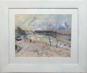 Mutterlose, Heinz (1927 Schkeuditz-1995 ebenda) &amp;quot;Strand auf Rügen&amp;quot;, Gouache, weiß gehöht, sign. u.r. und dat. ´89, 38,5x48 cm, im Passepartout hinter Plexiglas und Rahmen