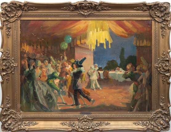 Stübner, Robert Emil (1874 Forst i.d.L.-1931 Berlin) "Karneval", Öl/ Lw., sign. u.r., 71x100 cm, Rahmen (Bildnis- und Genremaler, Schüler d. Kunstschule Breslau und der Akademie Berlin, vertreten in d. Kstslgn.… - photo 2