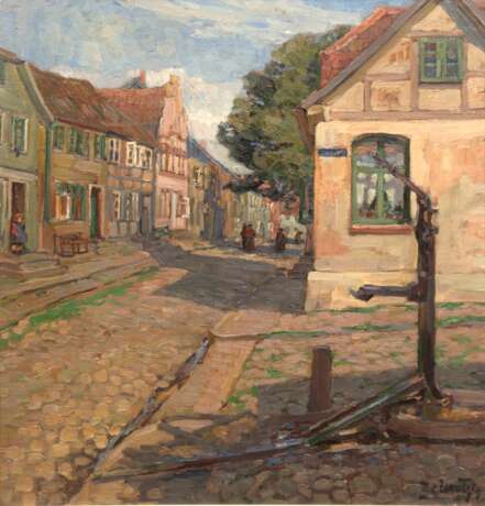 Zawadzky, Margarete von (1889-1964 Berlin) "Alte Straße in einer Kleinstadt", Öl/Mp., sign. u.r., 72x65 cm, Rahmen - Foto 1