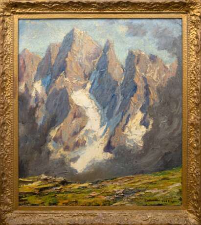 Pippel, Otto Eduard (1878 Lodz-1960 Planegg) "Mont Pelvoux im Wolkentanz", Öl/ Lw., rückseitig auf Lw. bez., sign. u.r., 82x72 cm, Rahmen (bedeutendster Impressionist im süddeutschen Raum, studierte in Straßbur… - фото 1