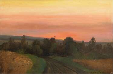 Schwinge, Friedrich Wilhelm (1852 Hamburg-1913 Hamburg) &quot;Abendstimmung&quot;, Öl/MP., sign. u. dat. 1878 u.r., 30,5x45 cm, Rahmen (Mitglied im &quot;Hamburger Künstlerverein&quot;, Lit.: Thieme/Becker, Band 30, Sei…