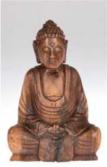 Buddha-Figur, Nepal, Holz geschnitzt, H. 21 cm