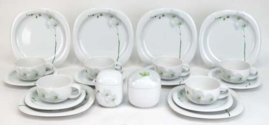 6 Teegedecke, Zuckerdose und Sahnekännchen, Rosenthal, studio-line, Suomi Rangoon, Weiße Orchidee, moderne Form - photo 1