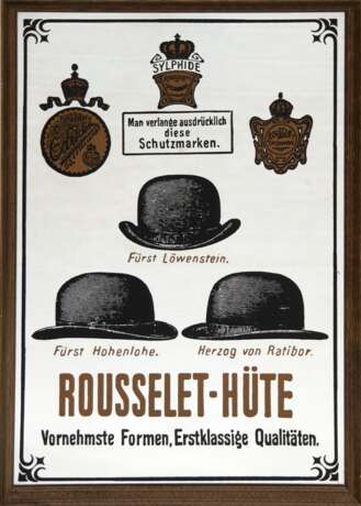 Werbespiegel von Rousselet-Hüte, 59,5x39 cm, Rahmen - Foto 1