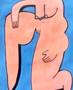 Acrylic painting. A sitting nude