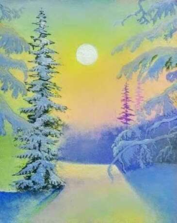 Winter Snowy Morning Augustyn Art Augustyn Engty acrylic on canvas board Acrylmalerei winter landscape photorealsm Indien snow covered 2021 - Foto 1