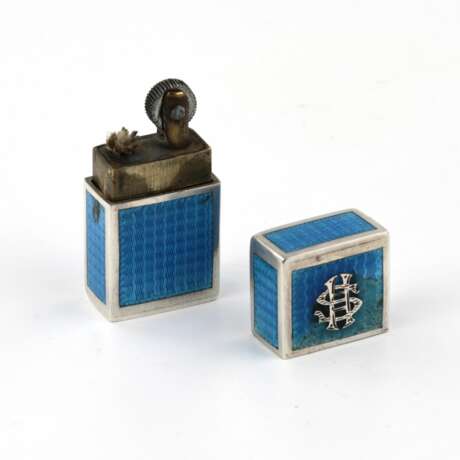 Briquet miniature pour femme en argent avec email guilloche. 20th century - Foto 3