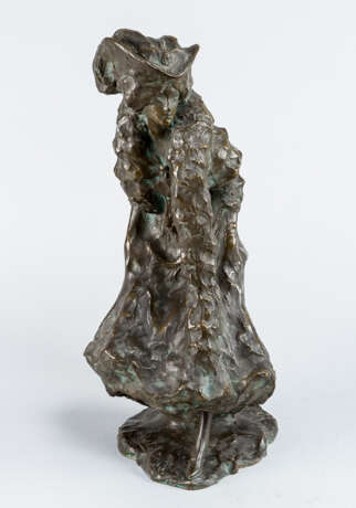 Terracotta sculpture of a lady with scarf painted in bronze colours signed on the bottom early 20th century - Foto 1