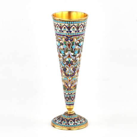 Coupe &agrave; champagne en email cloisonne en argent. Vassili Agafonov. Silver 84 Cloisonné enamel Neo-Russian Late 19th century - photo 2