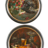 Pair of round paintings still live and turkey oil on cardboard framed - photo 1