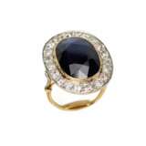 Gold platinum ring with sapphire and diamonds. Sapphire Eclecticism 20th century - photo 2