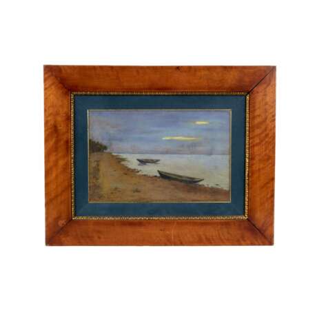 F.F. Buchholz. Paysage marin. Au bord de la mer. oil on cardboard realism Late 19th century - Foto 1