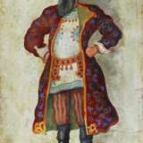 Theatrical costume sketch Russian merchant of the 17th century. Gouache realism Early 20th century - photo 2