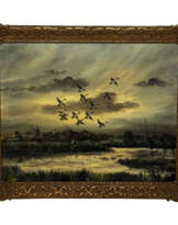 Oil Painting Ducks Pintails Flushed Out Oil Painting Ducks Pintails Flushed Out
