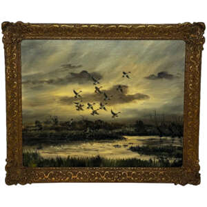 Oil Painting Ducks Pintails Flushed Out