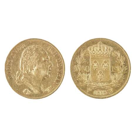 40 francs gold coin Louis XVIII.France 1818. Gold Early 19th century - photo 1