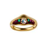 Gold ring 18 carats with diamond emeralds and rubies. Ruby 21th century - photo 5