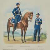 Chromolithographie de l`uniforme russe de l`equipe de gendarmerie des districts militaires en 1867. Lithograph 19th century - photo 2