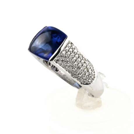 18K white gold ring with diamonds and tanzanite. Diamonds 21th century - photo 3