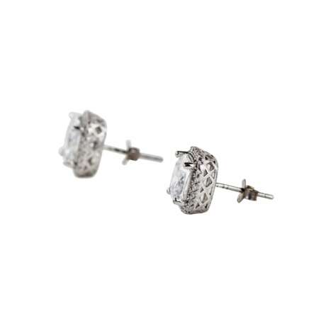 Boucles d`oreilles en argent avec pierres Swarovski blanches. Argent 925 20th century - photo 2