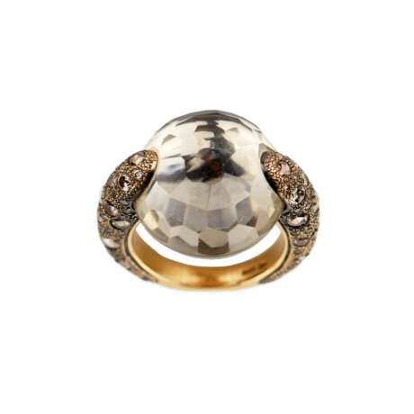 Cocktail gold ring 18K Pomellato Tango Smoky Quartz Diamond. Diamonds 21th century - photo 1