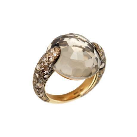 Cocktail gold ring 18K Pomellato Tango Smoky Quartz Diamond. Diamonds 21th century - photo 2