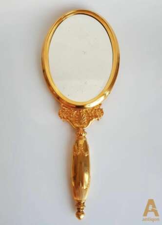 Hand mirror Empire style Gold plated brass Empire Late 19th century - photo 1