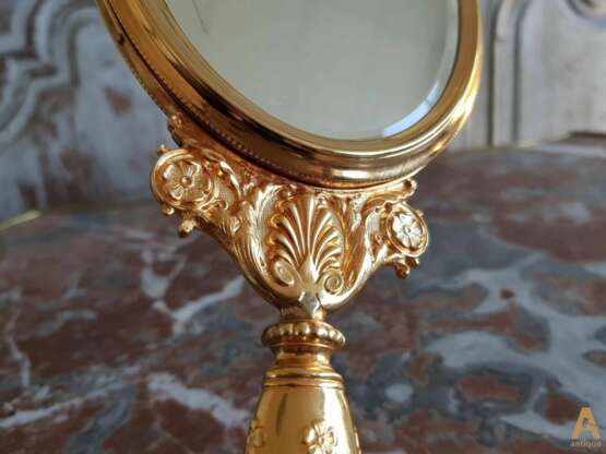 Hand mirror Empire style Gold plated brass Empire Late 19th century - photo 2