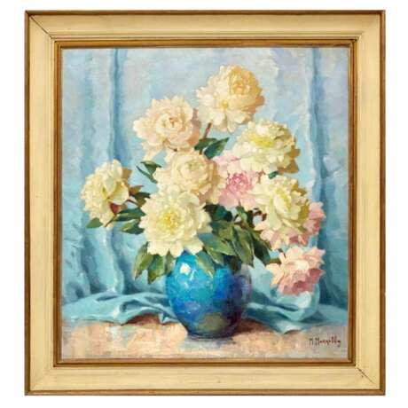 Maximilian Maxolli. Still life with peonies. Canvas oil realism 20th century - photo 1