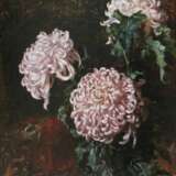 Julius Klever Fils de tr&egrave;fle. Nature morte de chrysanth&egrave;mes. 1920 oil on cardboard realism 20th century - Foto 2