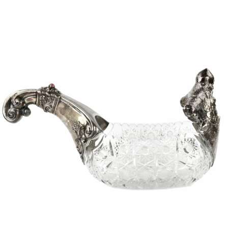 Large Russian crystal ladle with silver Bogatyrskaya outpost. Crystal 20th century - photo 2