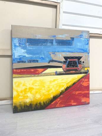 Сбор урожая Canvas on the subframe Acrylic Abstract art Rural landscape Russia 2024 - photo 3