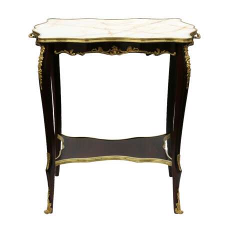 Desserte en acajou bronze dore avec un plateau en marbre du tournant des XIX&egrave;me et XX&egrave;me si&egrave;cles. Marmor Neorococo At the turn of 19th -20th century - Foto 1