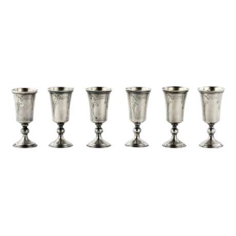 Six verres lettons en argent avec pieds dans leur propre bo&icirc;te. 1920-30 Silver 875 Eclecticism 20th century - Foto 2