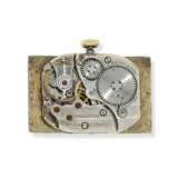 Armbanduhr: seltene, große, rechteckige Herrenuhr aus den 40er Jahren, Movado/Cartier "Curviplan", 14K Gold - photo 4