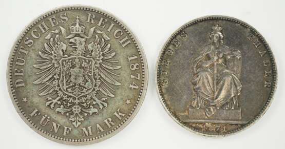 Preussen: 5 Mark (1874) / 3 Mark (1871). - photo 2