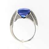 18K white gold ring with diamonds and tanzanite. Diamonds 21th century - photo 1