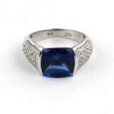 18K white gold ring with diamonds and tanzanite. Diamonds 21th century - photo 5