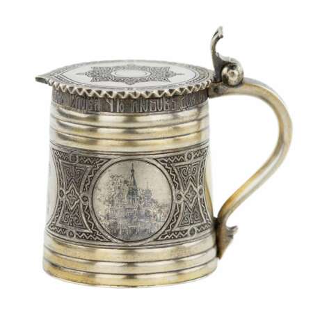 Russian beer mug made of silver. P. Ovchinnikov. 1871 Silver 84 Gilding Neo-Russian 19th century - photo 2