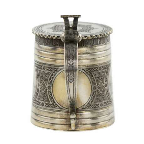 Russian beer mug made of silver. P. Ovchinnikov. 1871 Silver 84 Gilding Neo-Russian 19th century - photo 3