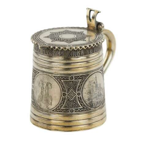 Russian beer mug made of silver. P. Ovchinnikov. 1871 Silver 84 Gilding Neo-Russian 19th century - photo 12