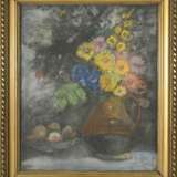 Nature morte aux fleurs Pastel and black stone Early 20th century - Foto 1