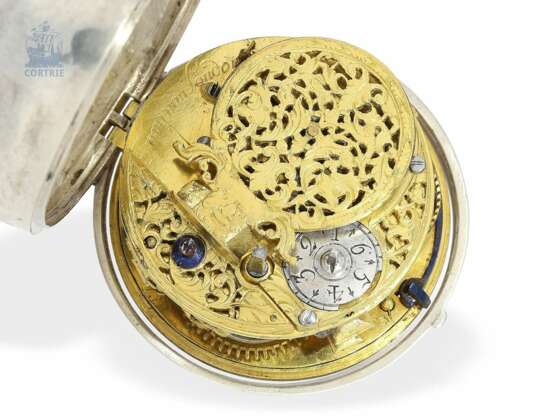 Taschenuhr: frühe englische Doppelgehäuse-Spindeluhr hoher Qualität, signiert Tompion London, vermutlich um 1700 - Foto 4