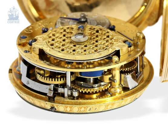 Taschenuhr: museale Sammleruhr, originale Uhr des königlichen Uhrmachers Julien Le Roy mit Doppelkomplikation: Repetition und Datum, Paris 1740, No. 1648 - Foto 3