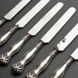 6 Biedermeier Buttermesser in Original Kasten, Silber 12 Lot, L. 19,2cm - Аукционные цены