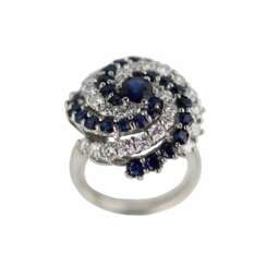 Bague en or en forme de spirale avec saphirs et diamants. 