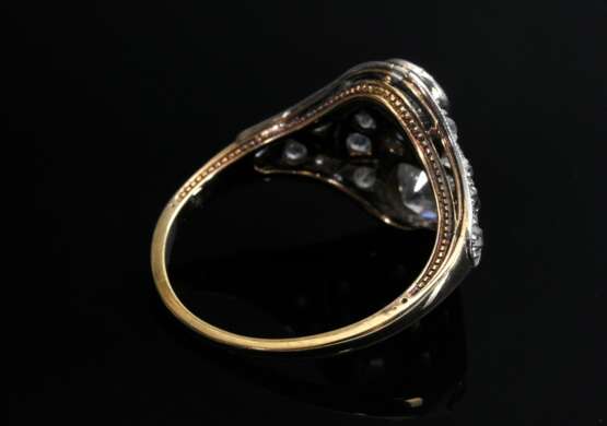 Feiner platinierter Gelbgold 585 Art Deco Ring mit Altschliffdiamanten (zus. ca. 1.60ct/VSI-SI/W), 4g, Gr. 56,5 - photo 3