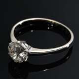 Rhodinierter Gelbgold 585 Ring mit Altschliff Diamant Solitär (ca. 1.25ct/P1/LY), 2,6g, Gr. 60 - photo 2