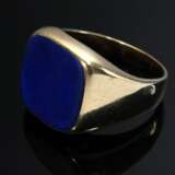 Gelbgold 585 Siegelring mit ungravierter Lapislazuli Platte, 12,7g, Gr. 57, starke Tragespuren - Foto 2